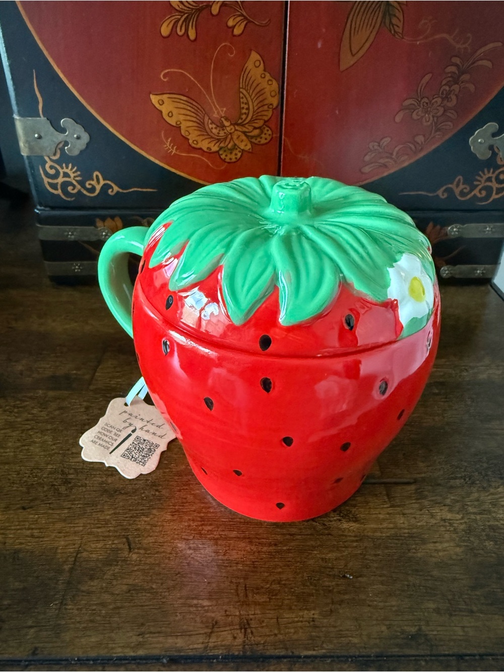 Lang Hand-Painted Strawberry Mug NWT